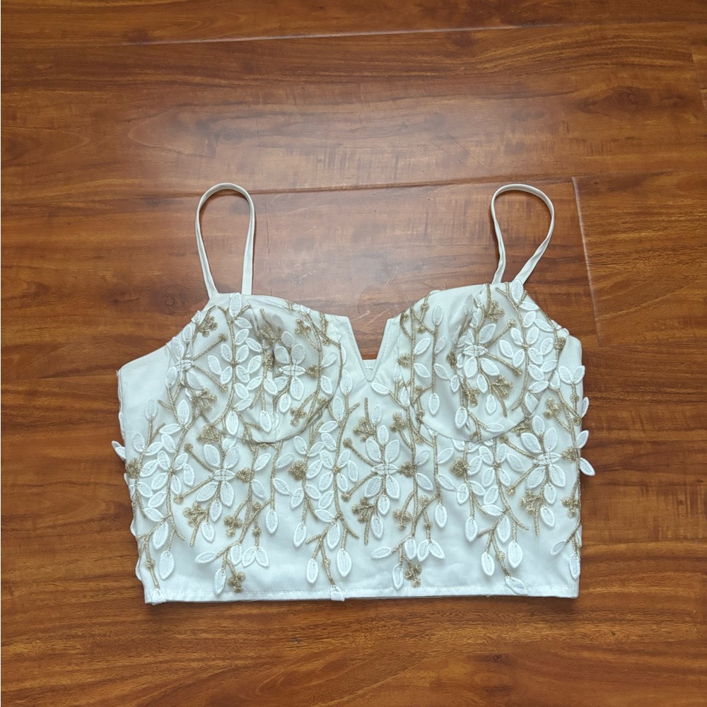 Elegant Cream Embroidered Women's Top